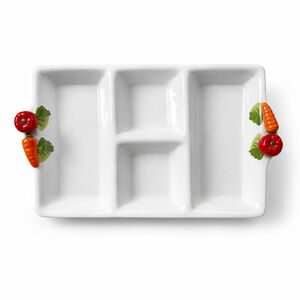 Vintage Italian Ceramic Veggie Tray – Cottagecore Serving Dish, Tomato Carrot